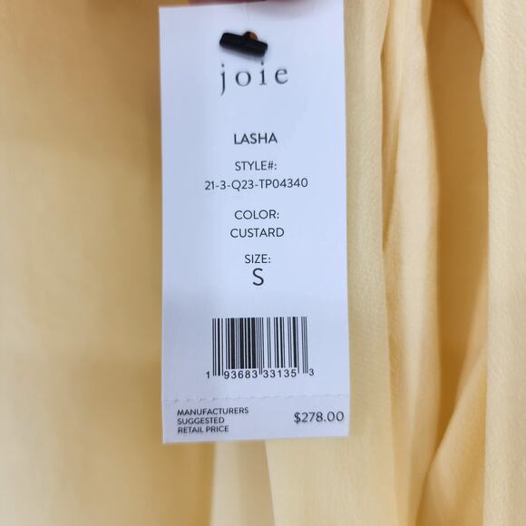 Joie Lasha Long Balloon Sleeve Custard Color 100% Silk Blouse Size Small - Picture 5 of 7